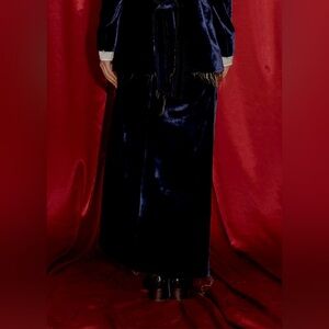 100% Silk Magical Navy Velvet Skirt